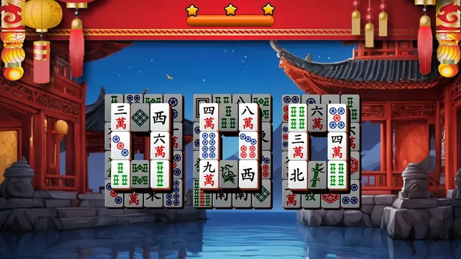 Schermata di Mahjong Solitaire Quest con tessere disposte a più piani